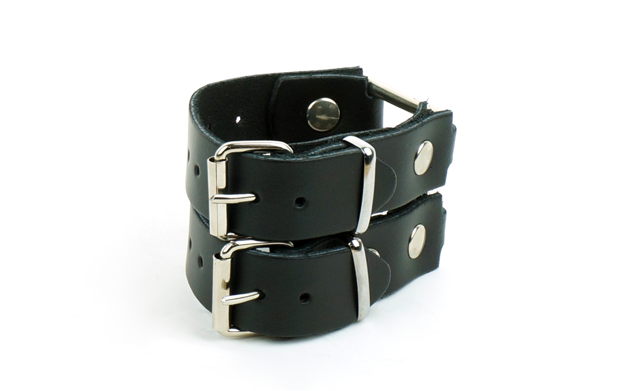 Mister B Leather Hinged Cuff Wristband Black | Handcuffs & Ropes